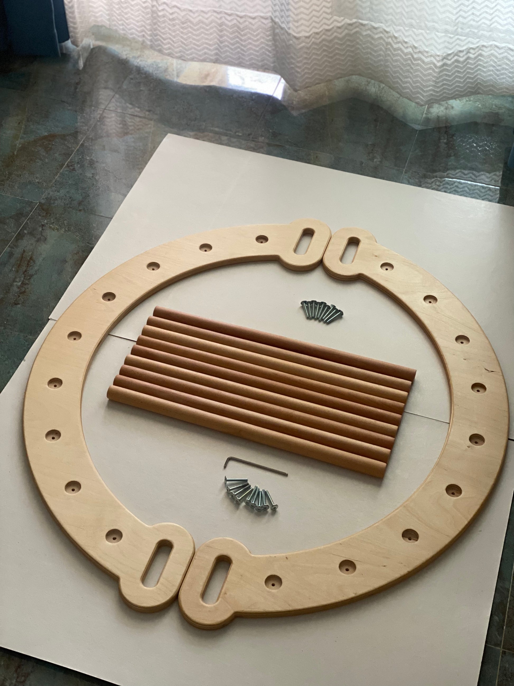 Flat Pack Rocker-Climber comes uninstalled